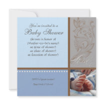 Bébé Modern Swirl n Dot - Baby Boy Shower Invite