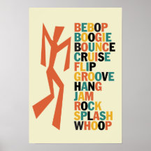 Bebop Boogie Fun Retro Words Poster