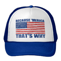 BECAUSE 'MERICA THAT'S WHY Distressed US FLAG Hat
