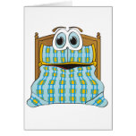 Bed Cartoon Blue and Gold Card