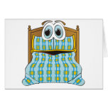 Bed Cartoon Blue and Gold cards