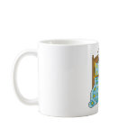 Bed Cartoon Blue and Gold Coffee Mugs