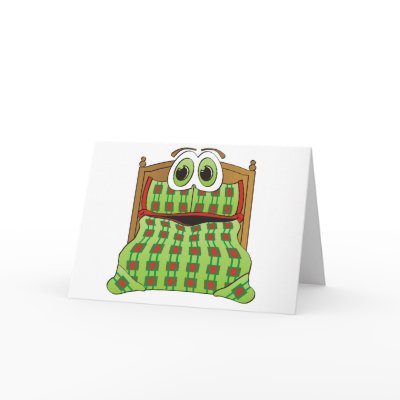 Bed Cartoon Green and Red by graphxpro