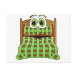 Bed Cartoon Green and Red