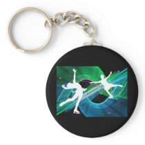 Bedazzled Figure Skaters Ice Skating Keychain