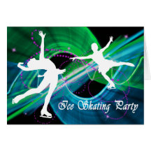 Bedazzled Figure Skaters Ice Skating Party Greeting Cards