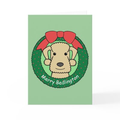 Bedlington Terrier Christmas Greeting Cards by dogcartoons