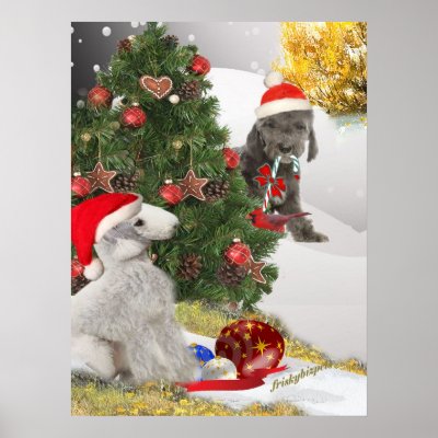 Bedlington terriers xmas tree Play Print by friskybiz