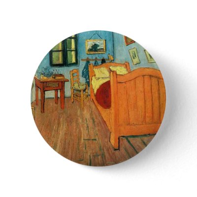 Bedroom in Arles by Vincent Van Gogh Button by loudesigns