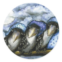 bedtime crows round sticker