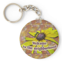 Bee and Black Eyed Susan Welcome Neighbour Key Chain