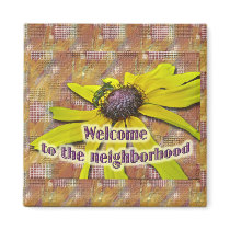 Bee and Black Eyed Susan Welcome Neighbour Fridge Magnets