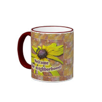 Bee and Black Eyed Susan Welcome Neighbour Coffee Mug