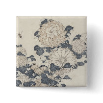 Bee and chrysanthemums buttons