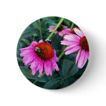Bee and Coneflower Pinback Buttons