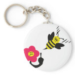bee and flower fight icon key chains