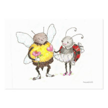 bee and ladybug tiny valentine business card