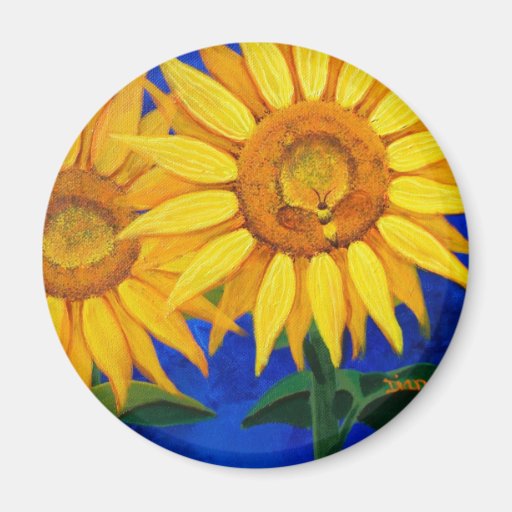 Bee and Sunflower Fridge Magnets