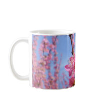 Bee at Work on Pink Blossoms Coffee Mug