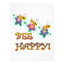 bee be happy three cute bumble bees invitations