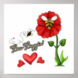 Bee Boppin Bee on Flower Posters