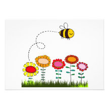 Bee Buzzing a Flower Garden Personalized Invitations