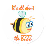 Bee Bzzz Round Stickers