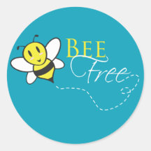 Bee Free Inspirational Design Round Sticker