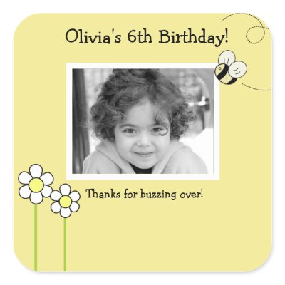 BEE HAPPY Bumble Bee Photo SQUARE Favour Sticker by allpetscherished