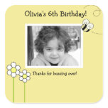 BEE HAPPY Bumble Bee Photo SQUARE Favour Sticker