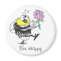 Bee Happy magnet magnets