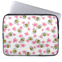 Bee Happy Pink Sleeve laptop sleeves