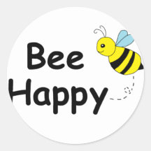 Bee Happy Round Sticker