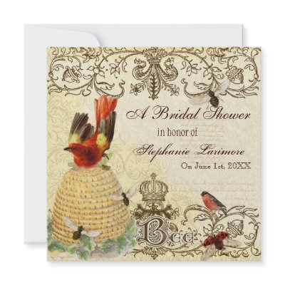 Bee Happy Vintage, Bridal Shower Invitation Invite by AudreyJeanne