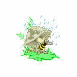 Bee Hiding From Rain under Mushroom Cut Out