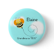 BEE HOP BUMBLE BEE NAME TAG Personalised Button
