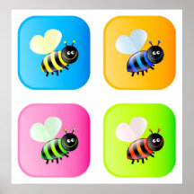 Bee Icons Print