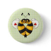 Bee In Love Pinback Buttons