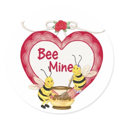 Bee Mine Honey Round Stickers by Spice