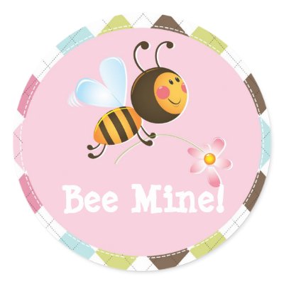 Bee Mine | Valentine's Day Round Stickers by fancybelle