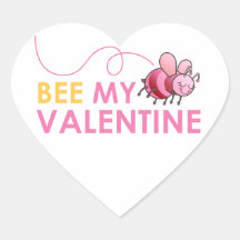 Bee My Valentine Heart Stickers