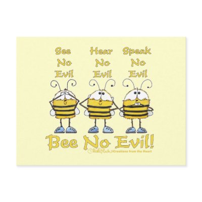 "Bee No Evil" Bees Postcard by creationhrt