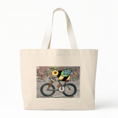 Bee on a Bike in a Race Canvas Bags by ElainePlesser