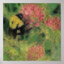 Bee on Clover Digital Art Print