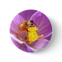 Bee on Crocus ~ button