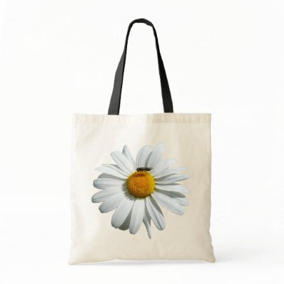 Bee on Daisy Tote Bag by mlewallpapers