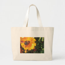 bee on flower tote bags