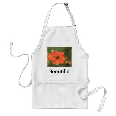Bee on Orange Potentilla Aprons by Flowerpixels