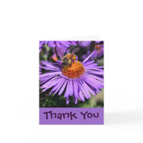 Bee On Purple Aster Floral Thank You Card