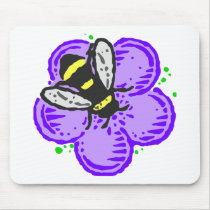 Bee on Purple Flower Mouse Mats